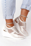Leather Mesh Wedge Sneakers S.Barski Gold