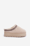 Snow Boots Slippers On Platform With Sheepskin Light Beige Leaniella