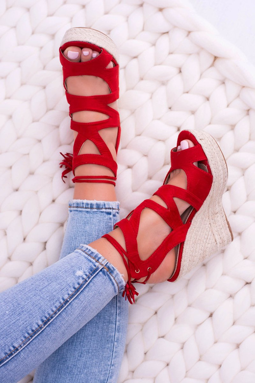 Red Suede Sandals On Anchor Nowelio