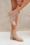 Ladies Mesh Ankle Boots With Heel Beige Lithyia