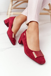 Suede Pumps On A Block Heel Sergio Leone PB142 Burgundy
