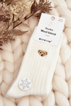Women's Thick Socks with Bear White