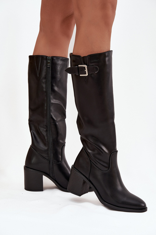 Women's High Heel Boots with Buckle Black Brenira