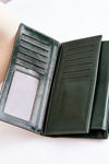 Large Leather Wallet With Magnet Green Nereva