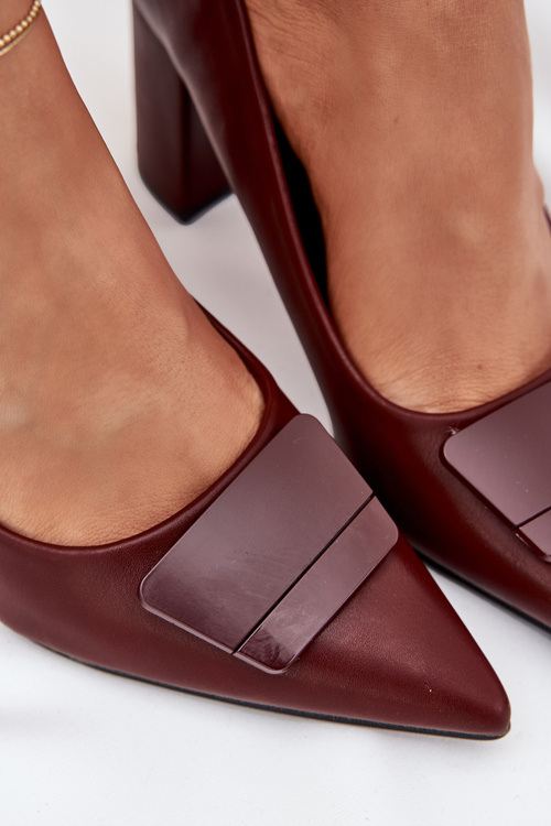 Block Heels With Decoration Burgundy Celira