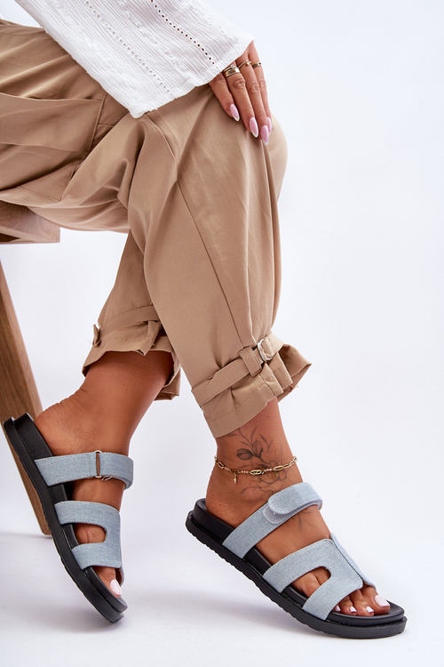 Leather Classic Women's Slippers With Velcro Brown Amedon