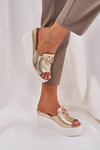 Platform And Wedge Sandals With Decoration Gold Nanessia