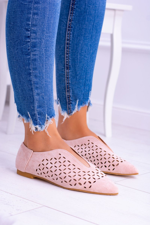 Lu Boo Zamszowe Damskie Wsuwane Półbuty Synthia Pudrowy Róż