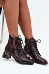 Patent Leather Women's Boots Made of Genuine Leather with Heels with Crystals Artiker 57C0130 Bordeaux