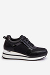 Leather Low Wedge Sports Shoes Black Braylen