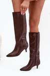 Women's Low Heel Boots with Insulation Made of Eco Leather Chocolate Marcellia