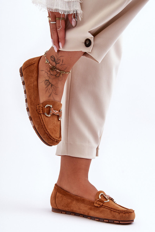 Women's Suede Moccasins with Decoration Brown Dionira