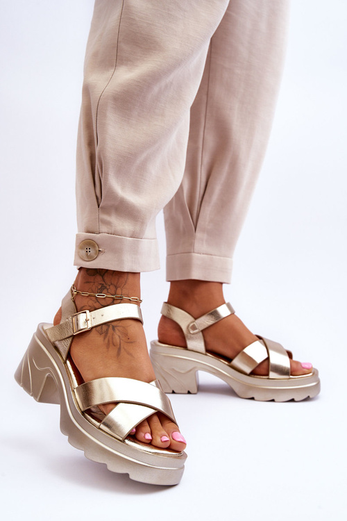 Women's Sandals With Massive Heels Golden Hillary