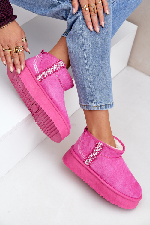 Platform Snow Boots With Pattern Pink Udra