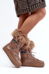 Women's Lace-up Dark Beige Snow Boots Santero