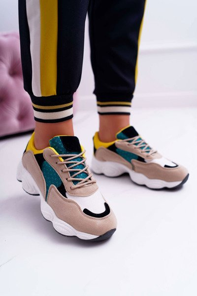 Sporty Women's Suede Shoes Green Yellow Lollipop