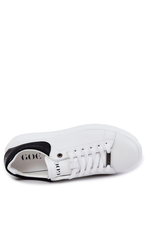 Buty Sportowe Skórzane Męskie Białe GOE JJ1N4064
