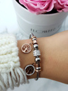 Women's Bracelet on Stainless Steel Wire with Rose Gold Charms Pendants