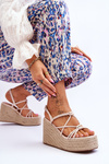 Fashionable Wedge Sandals With Braid Beige Nessia