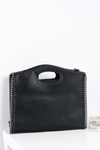 Women's Black Large Chain Chest Bag