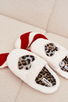 Furry slippers with hearts white Amandra