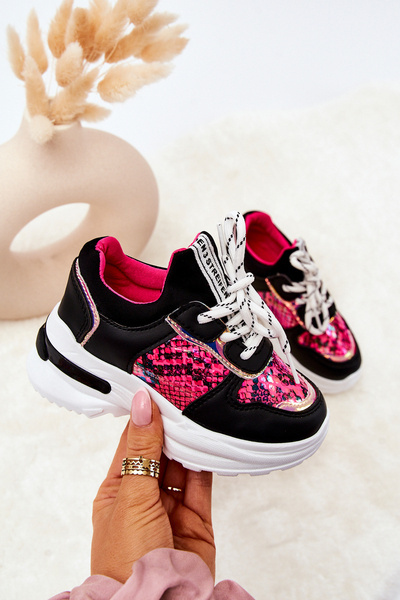 Leather Sport Shoes Snakeskin Black Gabbie