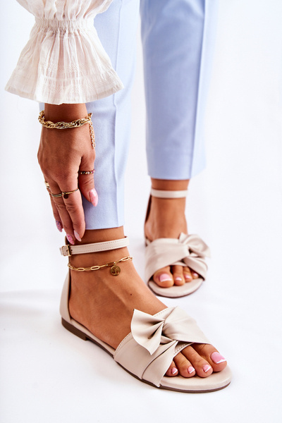Fashionable Women's Leather Sandals Beige Astana