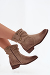 Women's ankle boots with low heel with gathering lined khaki Gracia