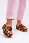 Women's Sandals On Massive Platform Eco Suede Leopard Brown Vinnibe