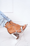 Lace-up High Heel Sandals Silver Catwalk