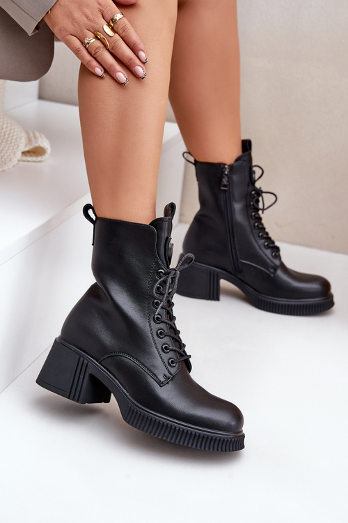 Insulated Women's Boots Made of Natural Leather Black Vinceza 66671