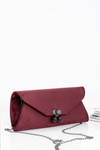 Women's Maroon Clutch Handbag Chain Suede