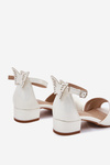 Shiny Girls Sandals With Low Heel White Ainare