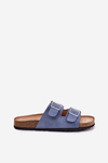 Women's sandals on cork platform with buckles blue Evisolla