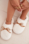 Furry slippers with bow ecru Minella