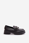 Ladies Leather Moccasins With Decoration Black CheBello 4369