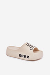 Ladies Foam Slippers On Massive Sole With Bear Light Beige Lamira