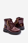 Burgundy Patent Leather Zip-Up Ankle Boots Felori