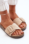 Women's Beige Eco Suede Sandals with Buckle Laeltia
