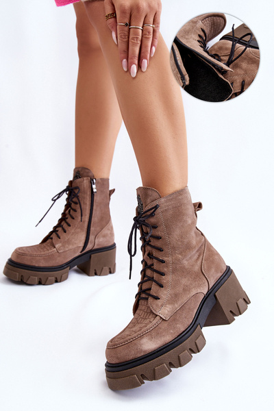 Women's Suede Warm Trapper Boots Bright brown Rehin