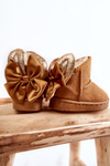 Girls' Warm Snow Boots With Bows Camel Meriva