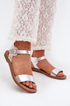 Womens Flat Heel Eco Leather Silver Sandals Kivara