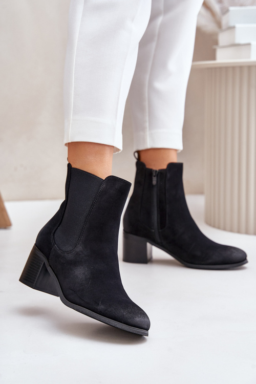 Warm Women's Ankle Boots on Heels Black Radeya