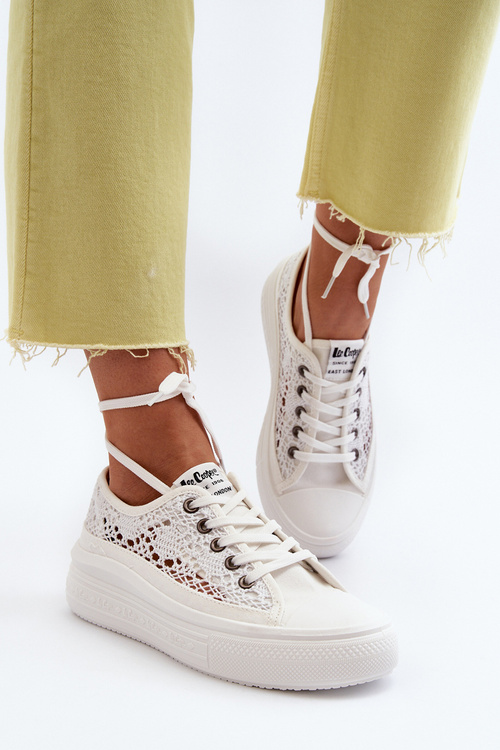 Trampki Damskie Z Koronką Białe Lee Cooper LCW-23-44-1617