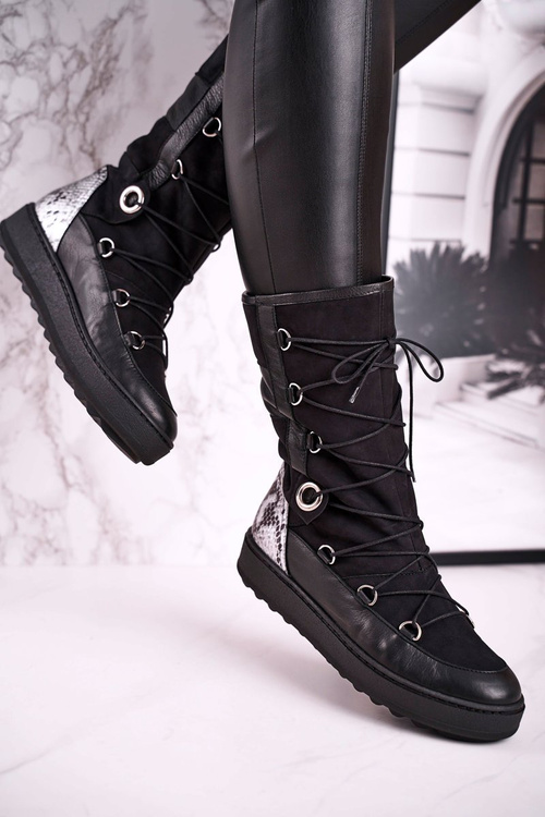 Snow Boots With Fur Suede Black Laura Messi 2054