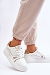 Sneakersy Damskie Wygodne Skóra Białe Bowen