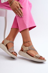 Women's Comfortable Sandals with Velcro Beige Eladora