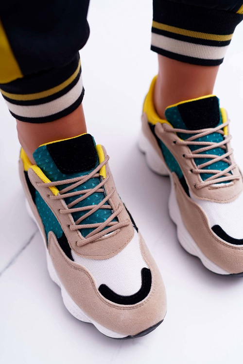 Sporty Women's Suede Shoes Green Yellow Lollipop