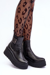 Women's Leather Boots On Massive Platform Black Savira