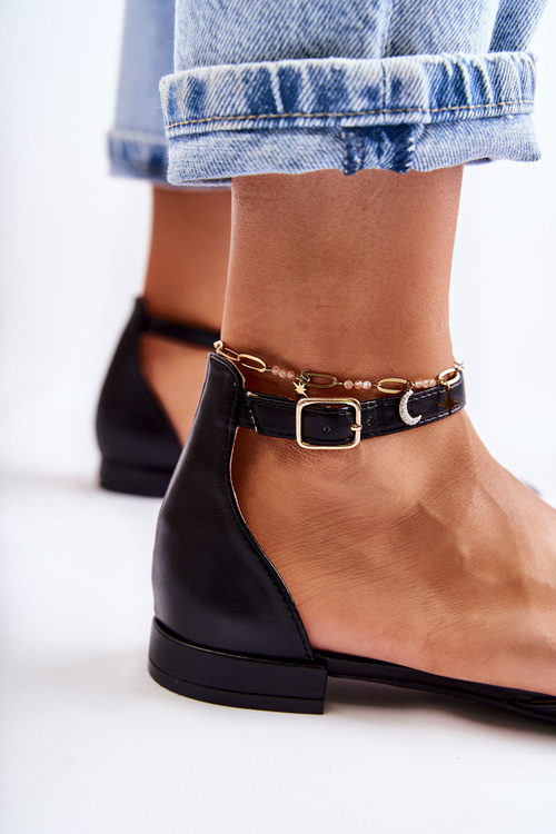 Women's Leather Ballerinas Sandals In Spitz Black Caprise